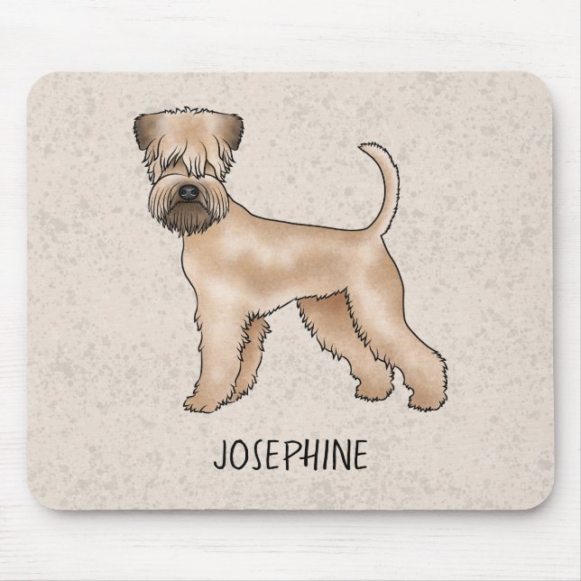 Weich überzogener Hund mit Namen auf Beige Mousepad (Vorne)