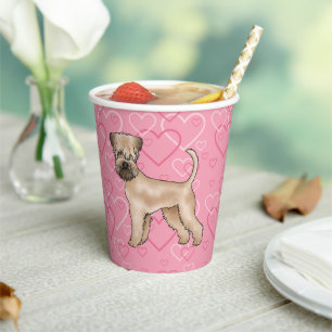 Weich überzogener Hund Terrier Hund Herzmuster Ros Pappbecher
