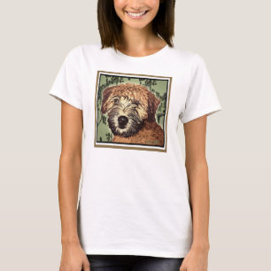 Weich-Überzogener Wheaten Terrier-Welpe mit nasse T-Shirt