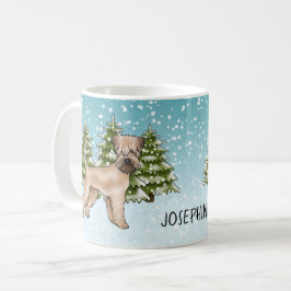 Weich überzogener Winterwald mit Terrier Snowy Kaffeetasse
