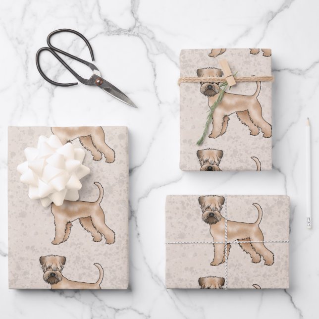 Weich überzogenes Wheaten Terrier Niedlich Hundesc Geschenkpapier Set (Vorderseite)