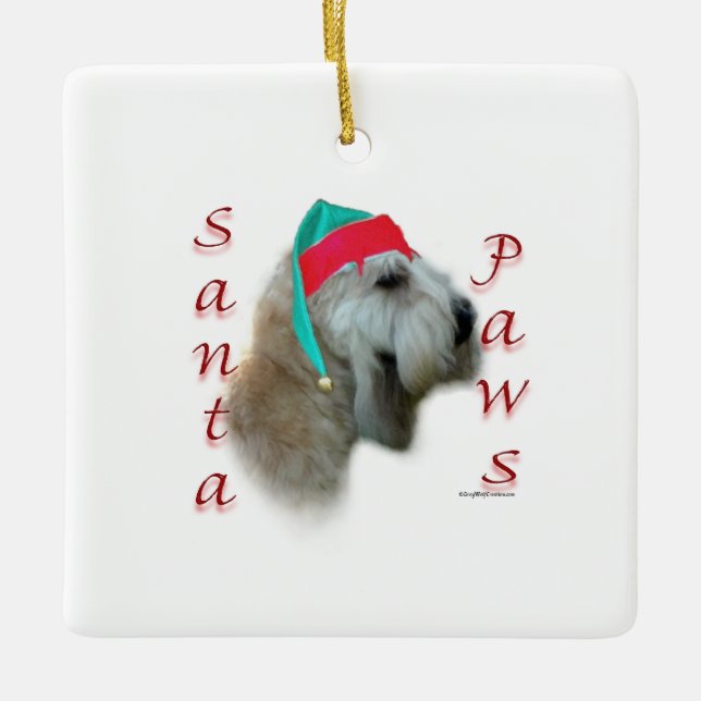 Weich überzogenes Wheaten Terrier Santa Paws Keramikornament (Vorderseite)