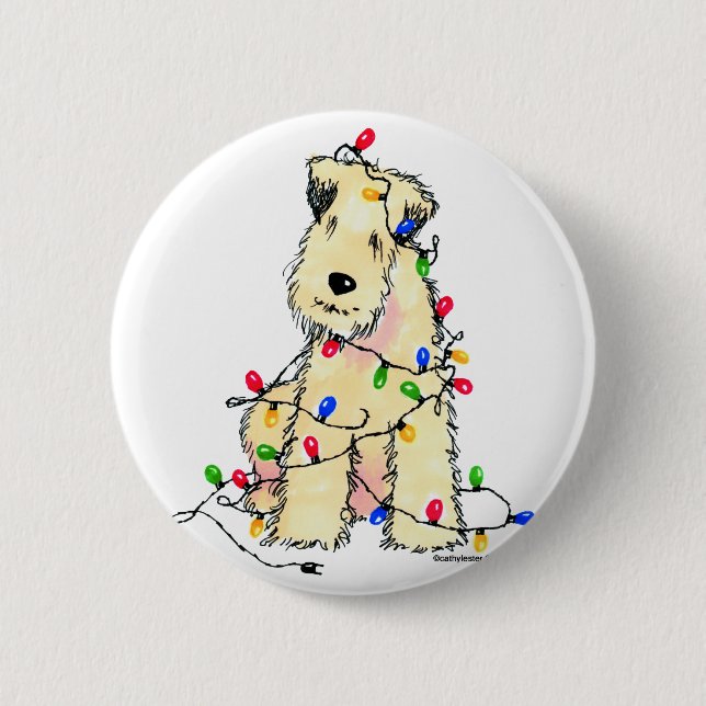 Weich überzogenes Wheaten Terrier - Weihnachten Button (Vorderseite)