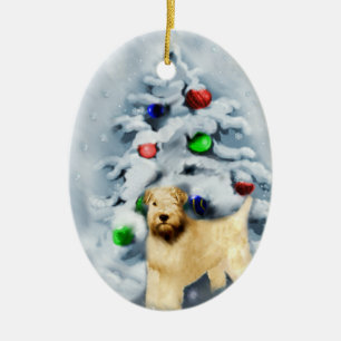 Weich überzogenes Wheaten Terrier Weihnachtsschmuc Keramik Ornament