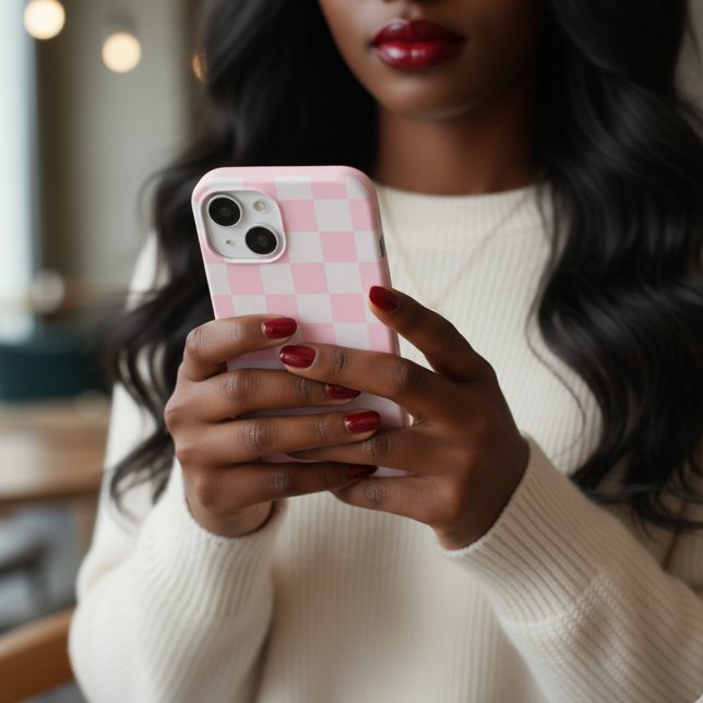 Weich-Weibchen-Pink-Schachtel Case-Mate iPhone Hülle (Soft Feminine Pink Checkered Girly Case-Mate iPhone Case)