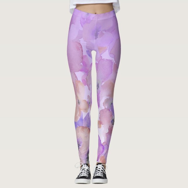 *~* weich weibliches mit BlumenAquarell Ombre Leggings (Vorderseite)