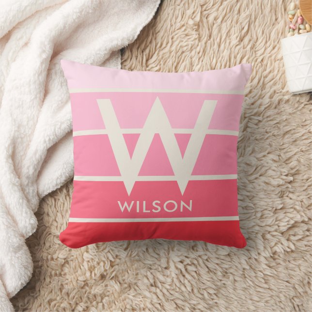 Weich weich, rosa Streifen Monogramm Kissen (Decke)