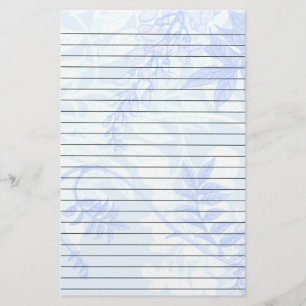 Weich zeichnete Blau-Blätter stationäres Briefpapier