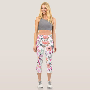 Weichblütenmuster-Blume Capri Leggings