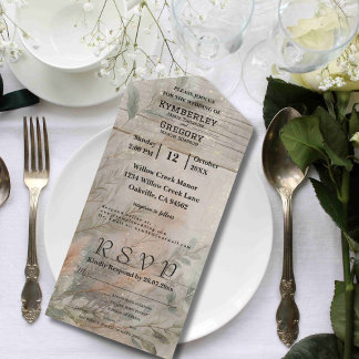 Weiche Abstrakt neutrale botanische Minimalistisch All In One Einladung