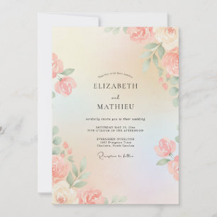 Weiche Apricot-Hochzeit bemalt Einladung