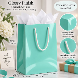 Weiche Aqua-Einfarbige Minimalistische Geschenkver Mittlere Geschenktüte