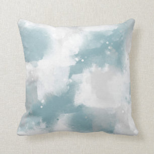Weiche Aquamarine Abstrakte Pinselstriche, grau un Kissen