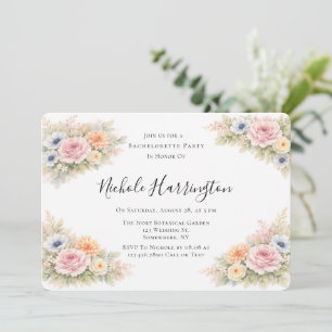 Weiche Aquarell-Blumen-Junggesellinnen-Party Einladung