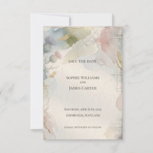 Weiche Aquarell-Schottische Distel Save the Date  