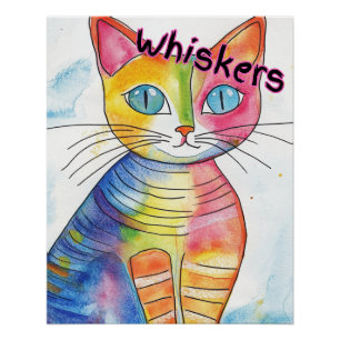 Weiche Aquarellbilder einer Katze - Whiskers Poster