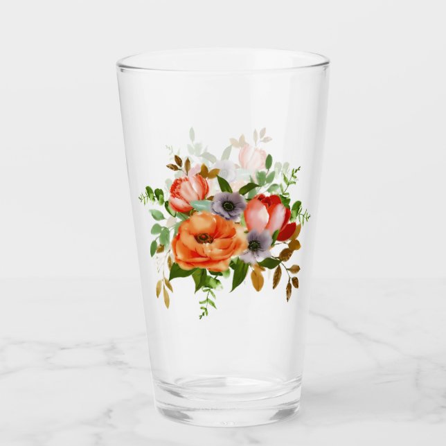 Weiche Aquarellblumen Glas (Vorderseite)