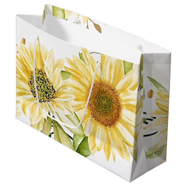 Weiche Aquarellblumen Große Geschenktüte (Vorderseite Schrägansicht)