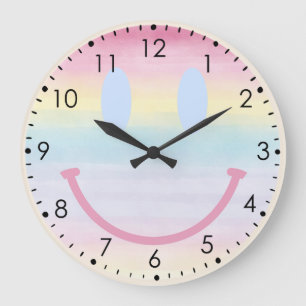 Weiche Aquarellfarbe Rainbow Smile Wall Uhr