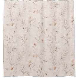 Weiche Aquarellfarben-Blumenzweige neutral beige Duschvorhang