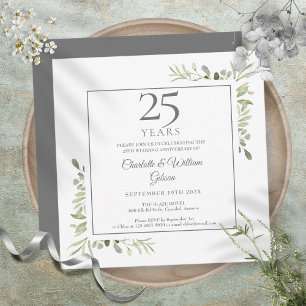Weiche Aquarellgrüne 25 Jahre Einladung