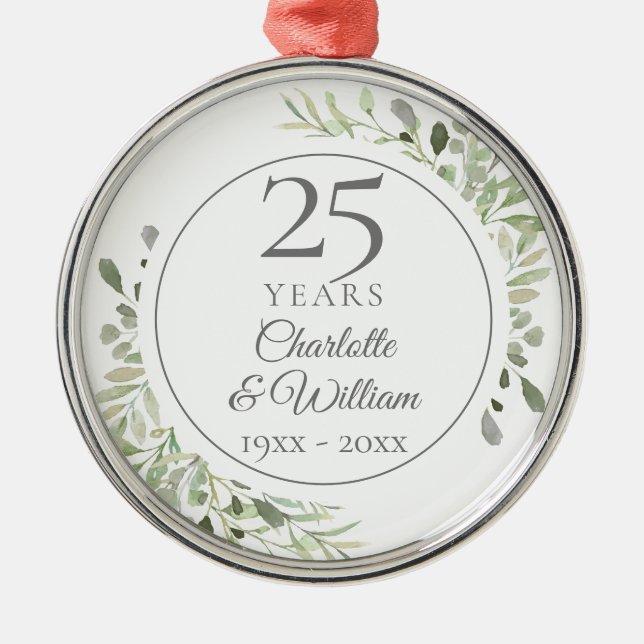 Weiche Aquarellgrüne 25 Jahre Ornament Aus Metall (Vorne)