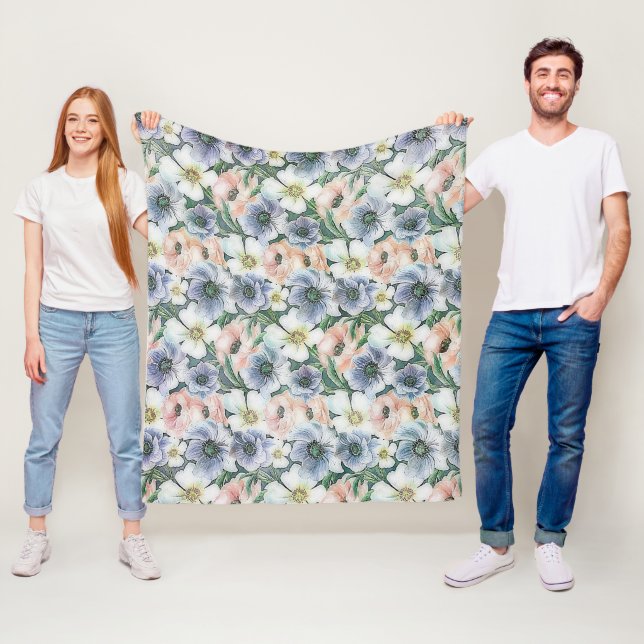 Weiche Aquarellpastellfarben, floralblütig Fleecedecke (Beispiel)