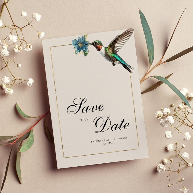 Weiche Asche Schatten farbiger Kolibri Save the Da Einladung (Soft ash shade colorful hummingbird Save The Date )