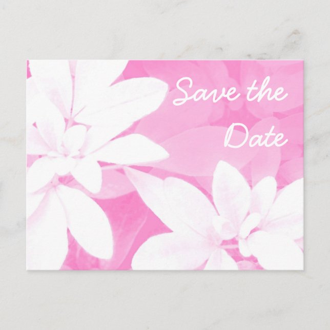 Weiche Blätter Rosa "Save the Date" Postkarte (Vorderseite)