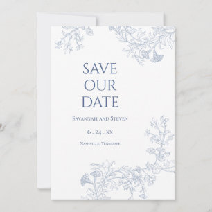 Weiche Blaue Blumige Speichern Sie das Datum Save The Date