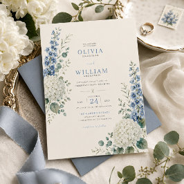 Weiche blaue botanische Hochzeitseinladung Einladung