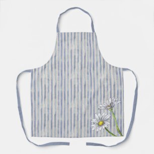 Weiche blaue gestreifte Blumen-Wasserfarbe-Margeri Schürze