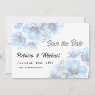 Weiche Blaue Himalaya-Mohn-Blumen-Gartenhochzeit Save The Date