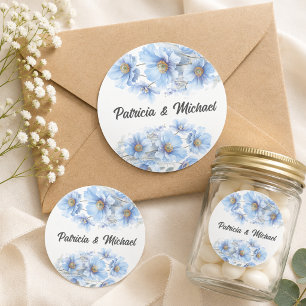 Weiche Blaue Himalaya-Mohn-Blumengarten-Hochzeit Runder Aufkleber