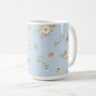 Weiche Blaue Moosrose Wasserfarben Floral Kaffeetasse
