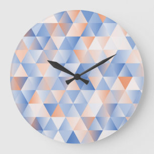 Weiche blaue orange Dreiecke Große Wanduhr