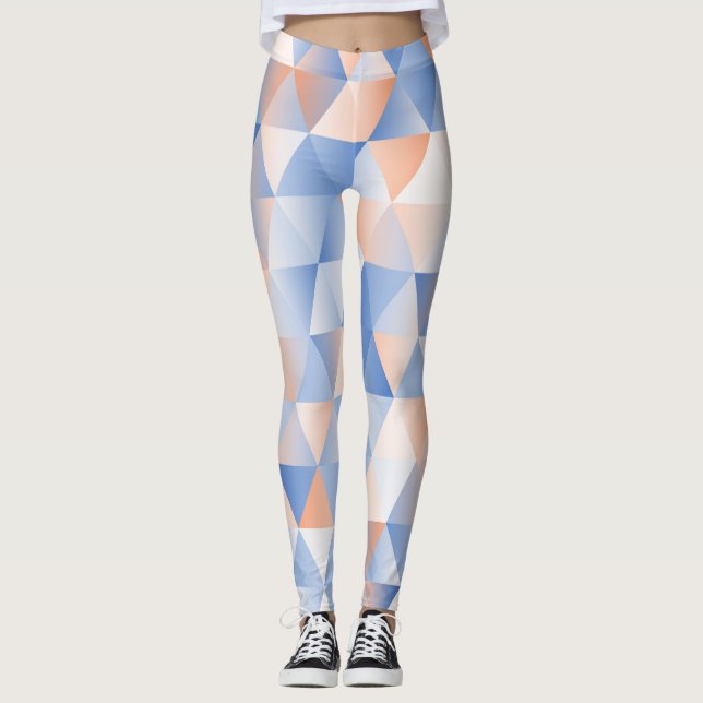 Weiche blaue Orangendreiecke Leggings (Vorderseite)