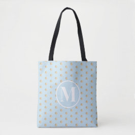 Weiche blaue Polka Dots Weißes Monogramm