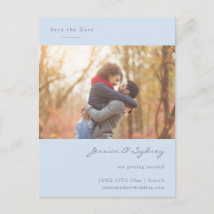 Weiche Blaue Schriftart Paar Foto Heiratet Postkarte