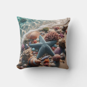 Weiche Blaue Seesterne Muscheln Strand  Kissen