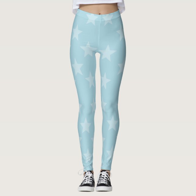 Weiche blaue Sterne Leggings (Vorderseite)