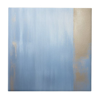 Weiche blaue und goldene Keramik Tile Fliese