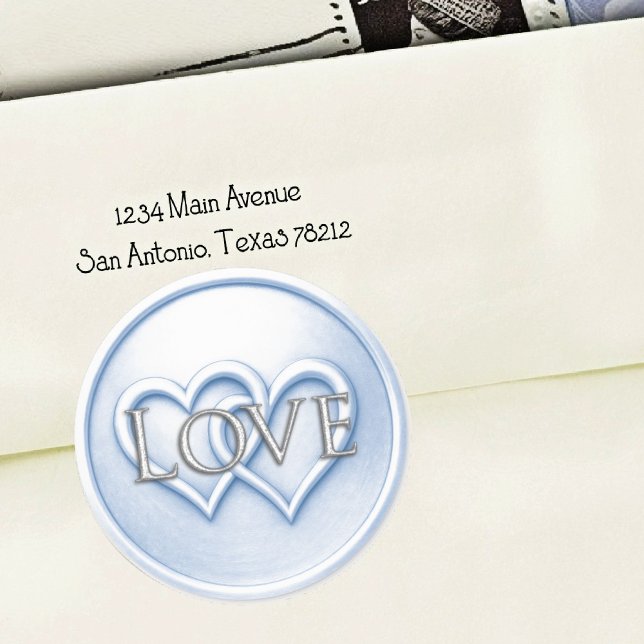 Weiche Blaue Zwei Herzen Verflochtene Hochzeit Runder Aufkleber (Von Creator hochgeladen)