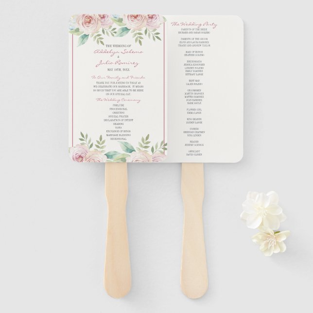 Weiche Blumenfrühlingsflora Hochzeitszeremonie Pro Fächer (Vorne und Hinten)