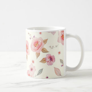 weiche Blumenmotive in zarten Pastelltönen in Rosa Kaffeetasse