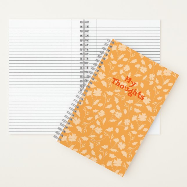 Weiche Blumenmuster auf orangefarbenem Hintergrund Notizbuch (Innen)