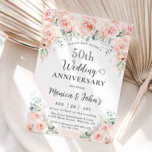 Weiche Blütenblüte Rose 50. Hochzeitstag Einladung