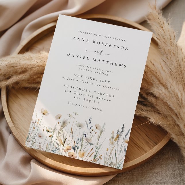 Weiche Boho-Wildblumen-Hochzeit Einladung (Von Creator hochgeladen)