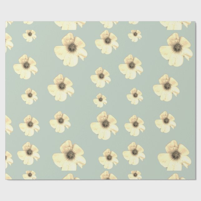 Weiche Creme-Blumen-Sagegrün-Verpackungspapier Geschenkpapier (Flach)