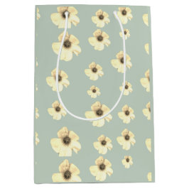 Weiche Creme-Blumenmuster-Sagegrüne Geschenktasche Mittlere Geschenktüte